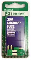 Picture of Littelfuse MIC2030VP Micro2 30 Amp Blade Fuse 32V Green (Pack of 5)