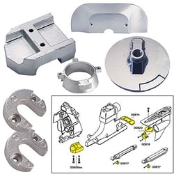 Picture of Tecnoseal 20801AL Anode Kit for Mercury Alpha 1 Gen 2 with Hardware Aluminum