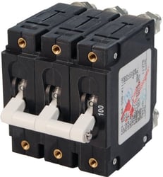 Picture of Blue Sea Systems 7290 C-Series Triple Pole White Toggle Circuit Breaker 100A