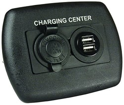 Picture of JR Products 15095 12V USB Charging Center with Dual Power Ports Black