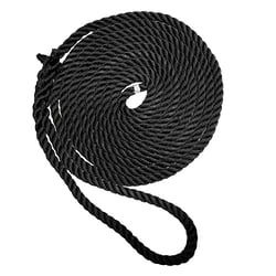 Picture of New England Ropes C6054-12-00015 Premium 3-Strand Nylon Dock Line 3/8" x 15' Black