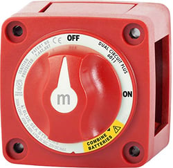 Picture of Blue Sea Systems 6011BSS M-Series Dual Circuit Battery Switch 300A Continuous Red