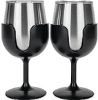 Picture of Camco 53485 Stainless Steel Wine Tumbler Set 2-Pack 8oz Black