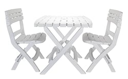 Picture of Camco 51640 Folding Table and Chairs Set - 3-Piece White Plastic Portable Furniture