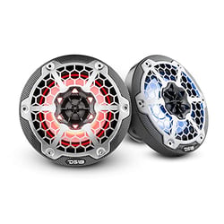 Picture of DS18 CF-65 Hydro 6.5" 2-Way Marine Coaxial Speakers with RGB LED Lights - Carbon Fiber, IP65, Pair