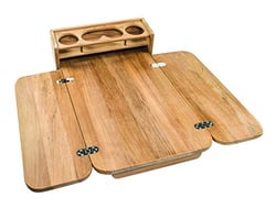 Picture of Whitecap Industries 61392C Teak Cockpit Table with Folding Leaves and 4 Cupholders