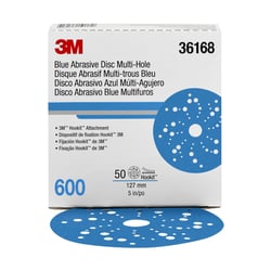 Picture of 3M 36168 Hookit Blue Abrasive Disc 5 Inch 600 Grit Multihole