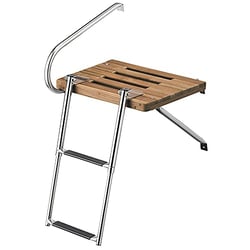 Picture of Whitecap Industries 68900 Teak Swim Platform with 2-Step Telescoping Ladder