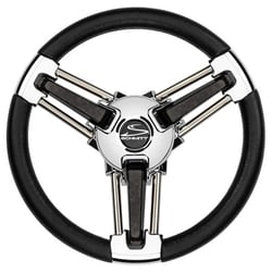 Picture of Schmitt Marine Steering Wheels PU1051B1-04R Burano 14" Marine Steering Wheel 3/4" Tapered Shaft Black Polyurethane