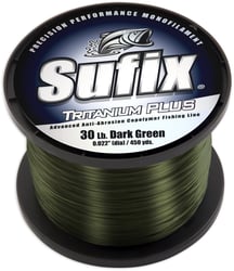 Picture of Sufix 696-130G Tritanium Plus Monofilament Fishing Line 30lb Dark Green 450 Yards