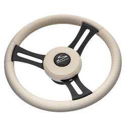 Picture of Schmitt Marine Steering Wheels PU081B11 Torcello Elite 14" Marine Steering Wheel Beige Leather White Stitch