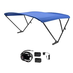 Picture of SureShade 2021133097 Battery Powered Pontoon Bimini Top - Black Frame, Pacific Blue