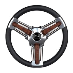 Picture of Schmitt Marine Steering Wheels PU105111-04R Burano 14" Burl Polyurethane Steering Wheel 3/4" Tapered Shaft