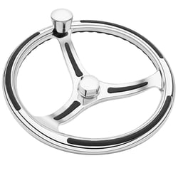 Picture of Schmitt Marine Steering Wheels 7401321FGK-R Primus 13.5" Stainless Steel Wheel with Knob & Finger Grip