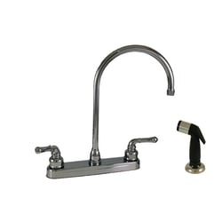 Picture of Empire Brass U-YCH801GS RV Kitchen Faucet with Gooseneck Spout, Teapot Handles and Sprayer, 8 Inch, Chrome