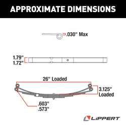 Picture of Lippert Components 129745 Lippert Trailer Double-Eye Leaf Spring - 2,200-lb. Spring Capacity, 4-Leaf, 1-3/4" Wide x 25-1/4" Long Eye-to-Eye Unloaded #129745