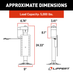 Picture of Lippert Components 305339 Ground Control 3.0 Hall Effect Jack Left Rear 5000 lb Capacity