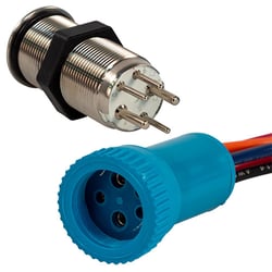 Picture of Bluewater 9057-2113-1 19mm Momentary Push Button Switch Blue/Red LED
