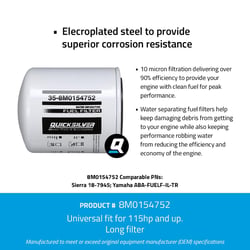 Picture of Quicksilver 8M0154752 Water Separating Fuel Filter for Select Yamaha Outboards