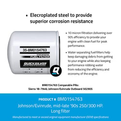 Picture of Quicksilver 8M0154763 Water Separating Fuel Filter for Johnson/Evinrude 250/300hp Outboards
