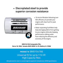 Picture of Quicksilver 8M0154766 Water Separating Fuel Filter for Yamaha 2-Stroke & 4-Stroke Outboards up to 115hp