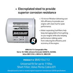 Picture of Quicksilver 8M0154772 Water Separating Fuel Filter for Johnson and Evinrude Outboards