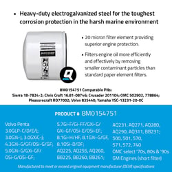 Picture of Quicksilver 8M0154751 20-Micron Marine Oil Filter for OMC, Volvo Penta & More