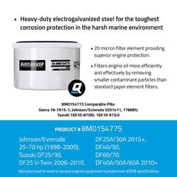 Picture of Quicksilver 8M0154775 20 Micron Marine Oil Filter for Johnson Evinrude Suzuki Outboards