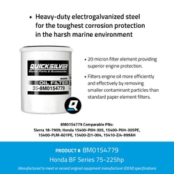 Picture of Quicksilver 8M0154779 20 Micron Oil Filter for Honda 75-250hp Outboards