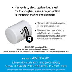 Picture of Quicksilver 8M0154781 20-Micron Marine Oil Filter for Johnson/Evinrude & Suzuki Outboards