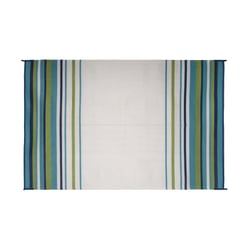 Faulkner 68679 Reversible RV Patio Mat 8x20 Aqua Navy Lime White Striped — image 2