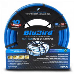Picture of BluBird BB1425 Rubber Air Hose Assembly 1/4" x 25' with Brass Fittings