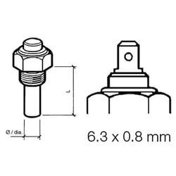 Picture of VDO Gauges 323-801-004-002N Marine Engine Oil Temperature Sensor Single Pole M14x1.5