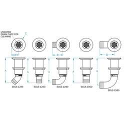 Picture of Groco SCUS-1250 Stainless Steel Deck Scupper Drain 1-1/4 Inch Hose Barb