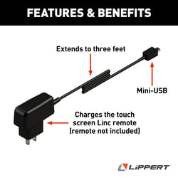 Picture of Lippert Components 267401 Replacement Mini-USB Charger for Ground Control 3.0 Touchscreen Remote