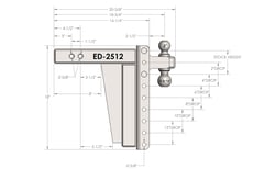 Picture of Bulletproof Hitches ED2512 2.5" Adjustable Extreme Duty Trailer Hitch 36,000 lb Rating 12" Drop/Rise