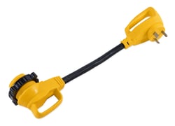 Picture of Camco 55522 30 Amp Male to 30 Amp Female Locking Adapter 90 Degree PowerGrip 18 Inch