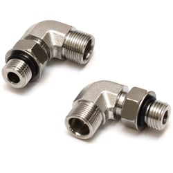 Picture of Teleflex HF6004 Hydraulic 90 Degree Elbow Fitting Kit 3/8" Tube Aluminum 2-Pack
