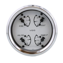 Picture of VDO Gauges 110-15800 Allentare 4-in-1 Gauge 85mm White Dial Black Pointer