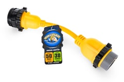 Picture of Camco 55625 Power Grip Marine Locking Adapter 50A Male to 30A Female 12 Inch