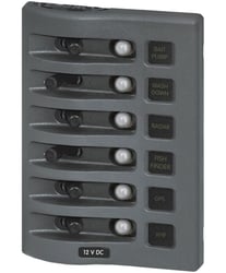 Picture of Blue Sea Systems 4376-BSS Weatherdeck 12V DC Circuit Breaker Panel 6 Position Gray
