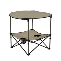 Picture of Lippert Components 2023053721 Two-Tier Folding Camping Table with Cupholders Sand
