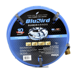 Picture of BluBird 10010276 Rubber Air Hose Assembly 1/2" x 10' with Brass Fittings