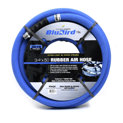Picture of BluBird 10010439 Pro 3/4 in. x 50 ft. Rubber Air Hose with Brass Fittings