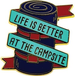 Picture of Camco 53264 Sleeping Bag Enamel Pin - Life is Better at the Campsite