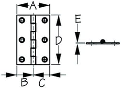 Picture of Sea-Dog Line 203081-1 Dampening Butt Hinge 3 Inch Stainless Steel