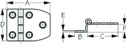 Picture of Sea-Dog Line 203512-1 Dampening Offset Short Side Door Hinge #8 FH 2-1/8"