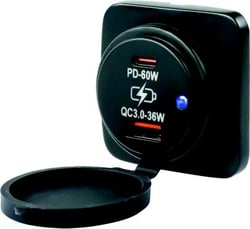 Picture of Sea-Dog Line 426531-1 Surface Mount Dual USB Power Socket with USB 3.0 QC and USB-C