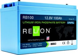Picture of Relion RB100HP 12V 100Ah LiFePO4 Lithium Battery Group 31