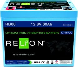 Picture of Relion RB60 12V 60Ah LiFePO4 Lithium Battery Group 24
